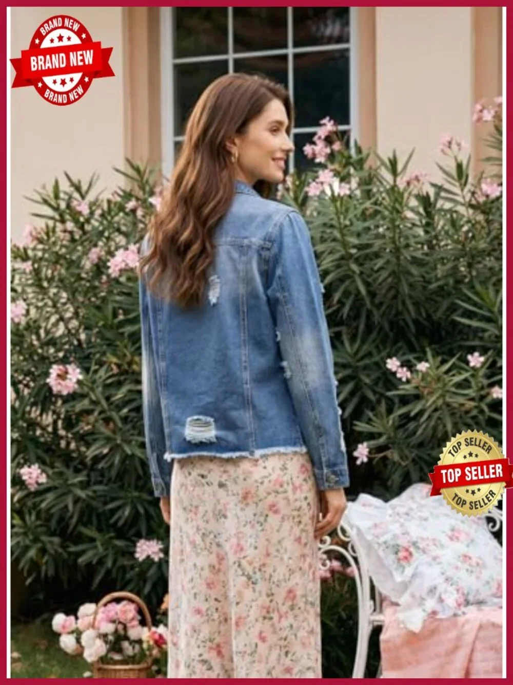 Washed Crop Denim Jacket Boyfriend Fit Button Up Long Sleeve